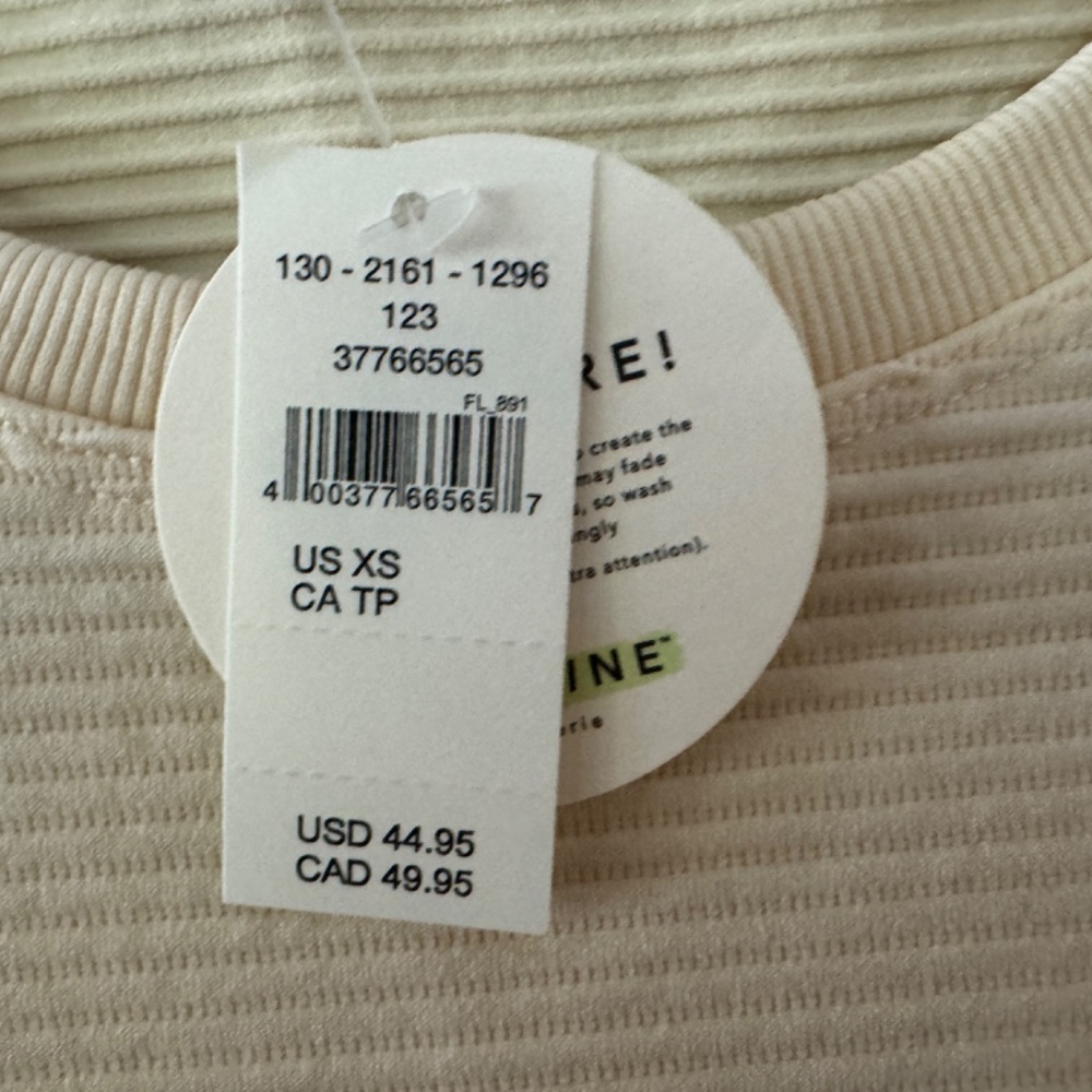 Aerie - Cream Stretch Crop Top, XS, - Picture 3 of 6